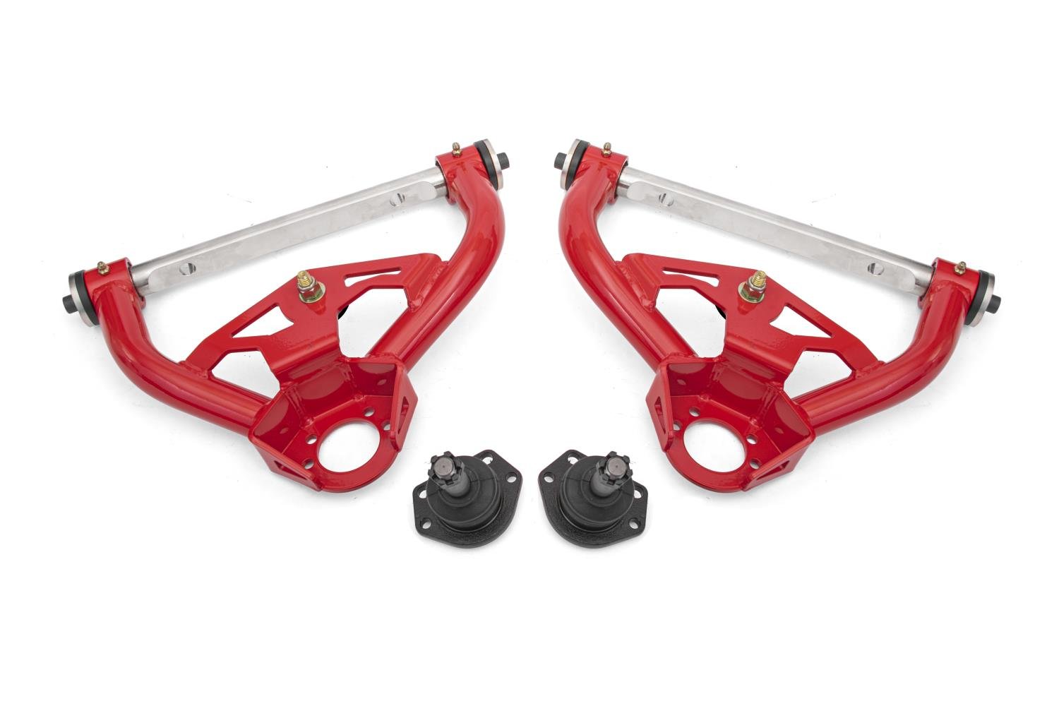 AAU462R Upper Control Arms w/Delrin Bushings & 1/2 in. Taller Ball Joints for Select 1978-1987 GM Cars (Red)