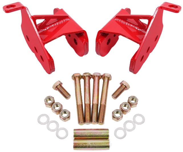 Rear Lower Control Arm Relocation Brackets 1964-1972 GM A-Body - Red Powder-Coated Finish