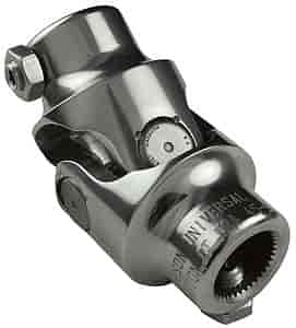 Polished stainless steel single steering universal joint. Fits