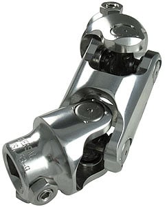 Polished stainless steel double steering universal joint. Fits