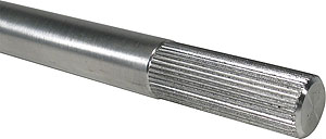 Aluminum splined steering shaft. 3/4" Diameter with 36 splines. 12" Long, splined 2" on each end.