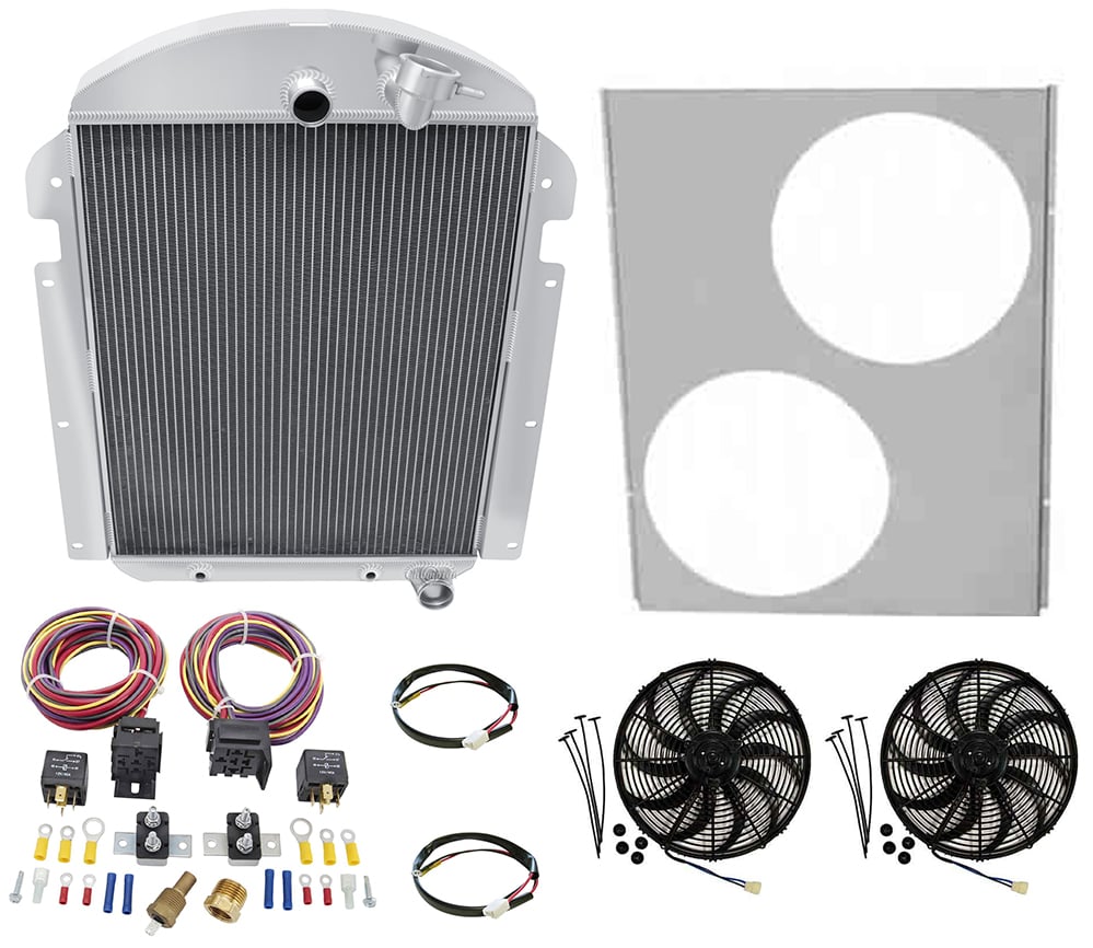 CC3940CH All-Aluminum Radiator System Kit for 1939-1940 Chevy 1/2, 3/4, & 1-Ton Pickup Truck [V8 Conversion]