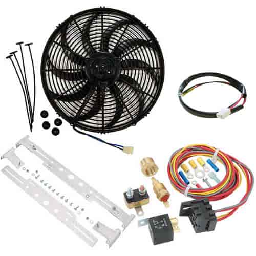 Swept-Blade Electric Cooling Fan Kit Universal Fit Includes