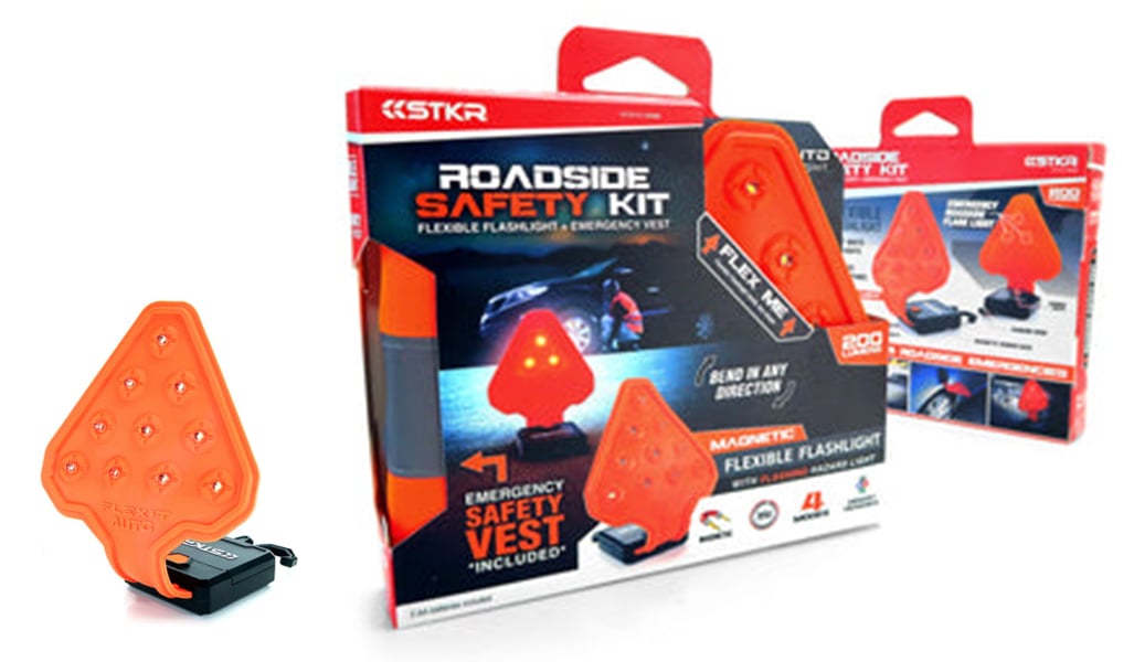 FLEXIT AUTO LED Flashlight and Roadside Safety Kit, 200 Lumens