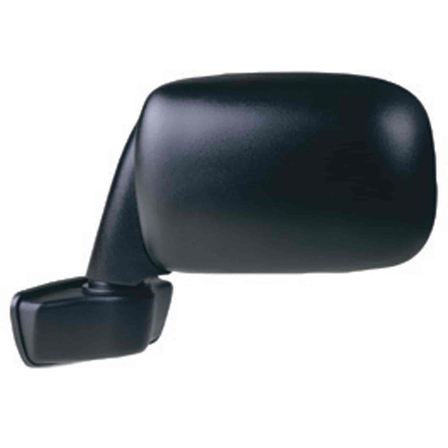 Universal Car Mirror Euro Style 4 1/4 x 6 1/4 universal fit black finish fits driver or passenger side easy install.