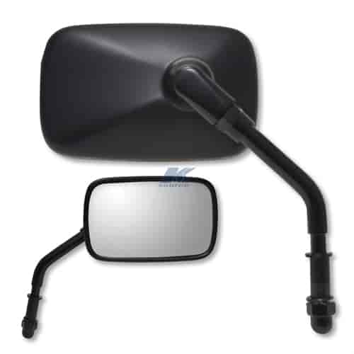 Black universal mini rectangle mirror Harley mount