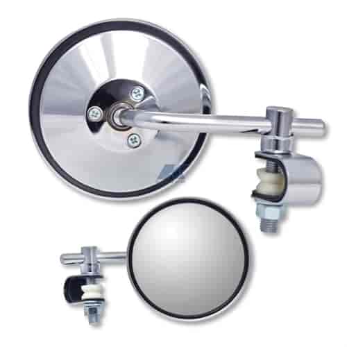 Chrome universal round clamp mirror short stem