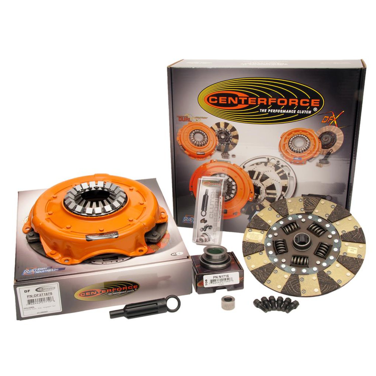 Dual Friction Clutch Kit Includes Pressure Plate, Disc, Alignment Tool, Throw Out Bearing, Pilot Bearing, Pressure Plate Bo