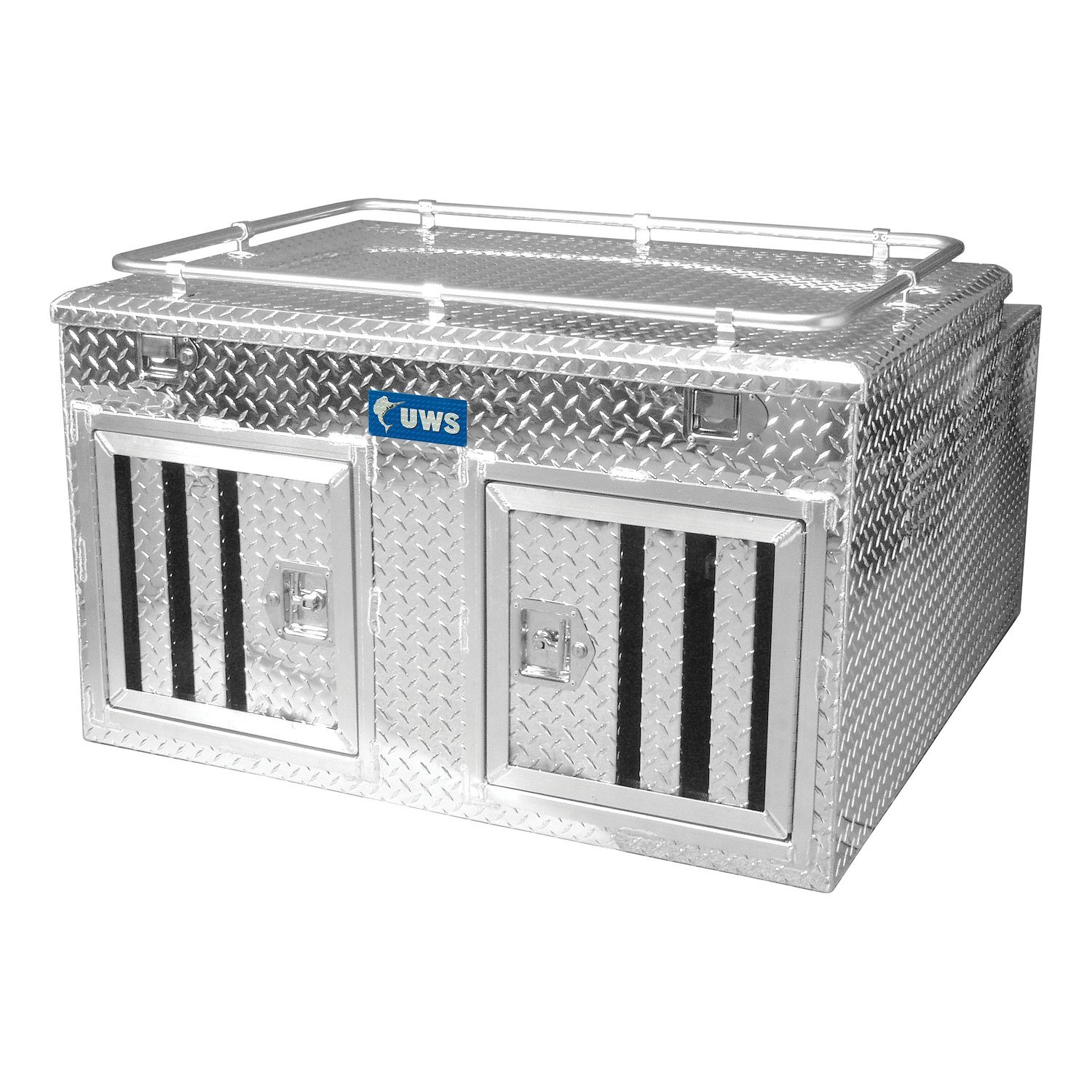 48 in. x 48 in. Double-Door Dog Box Crate [Bright Aluminum]