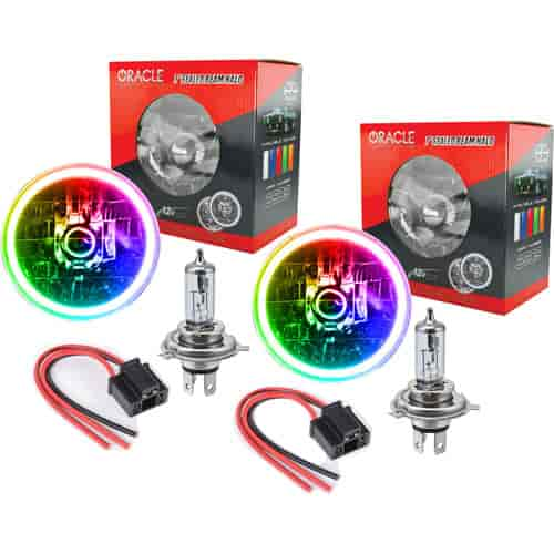 7" H4 Headlight Conversion Kit ColorSHIFT LED Halo Includes