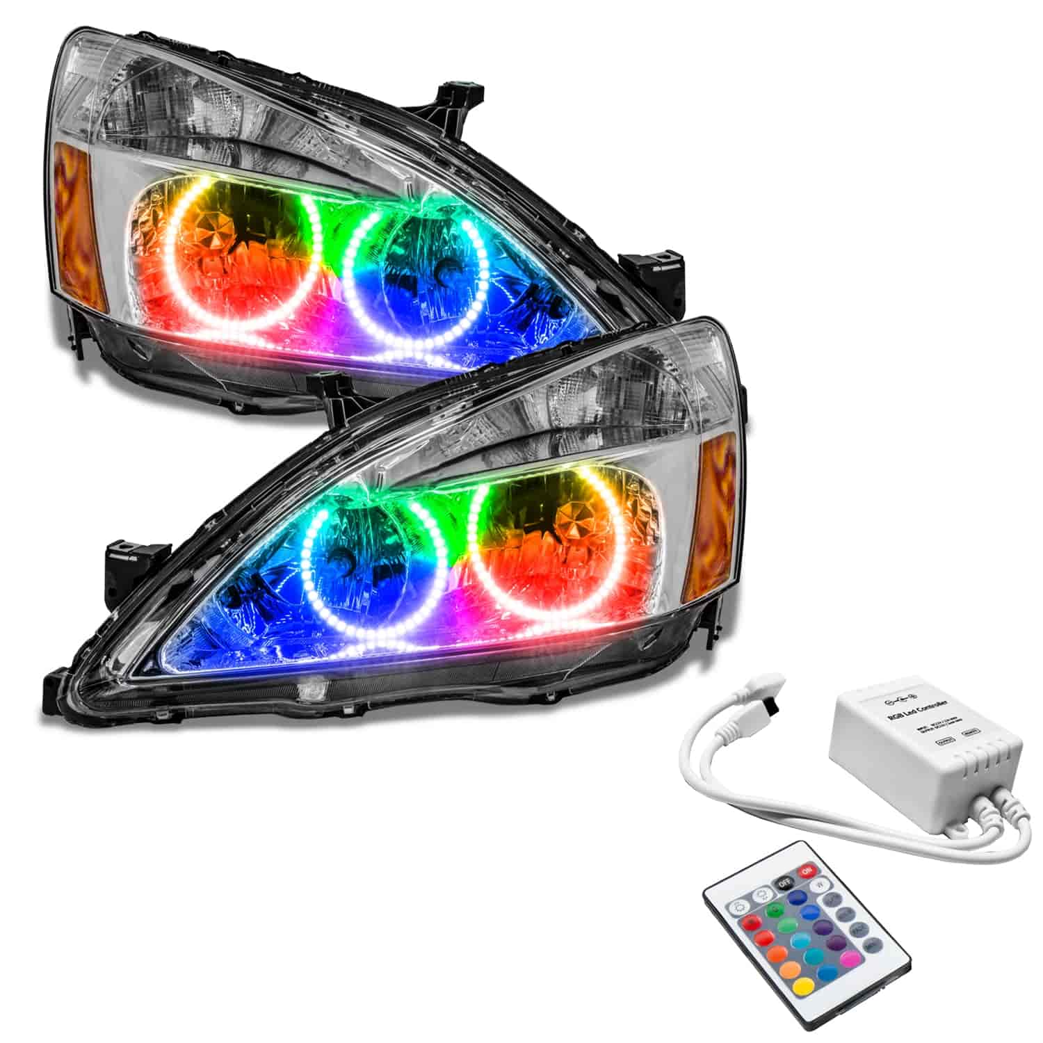 Product Name Colorshift Halo Headlight Assemblies [Simple RGB Controller w/Remote] For 2003-2007 Honda Accord Coupe/Sedan