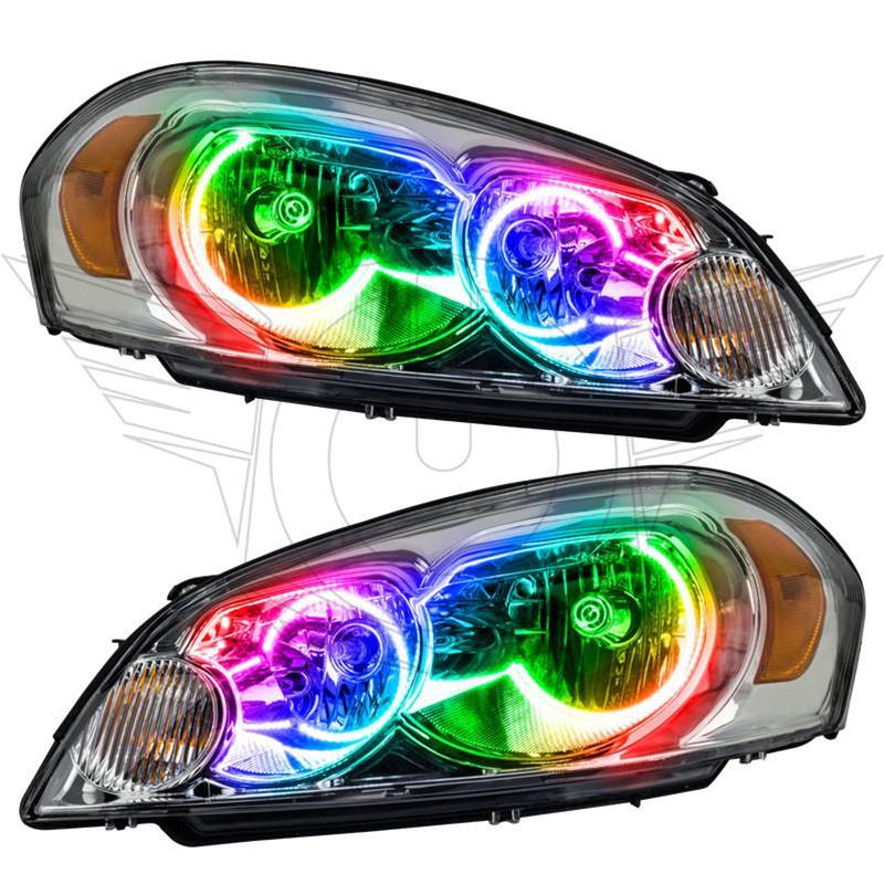 Colorshift Halo Headlight Assemblies [Simple RGB Controller w/Remote] Fits 2006-2013 Chevy Impala