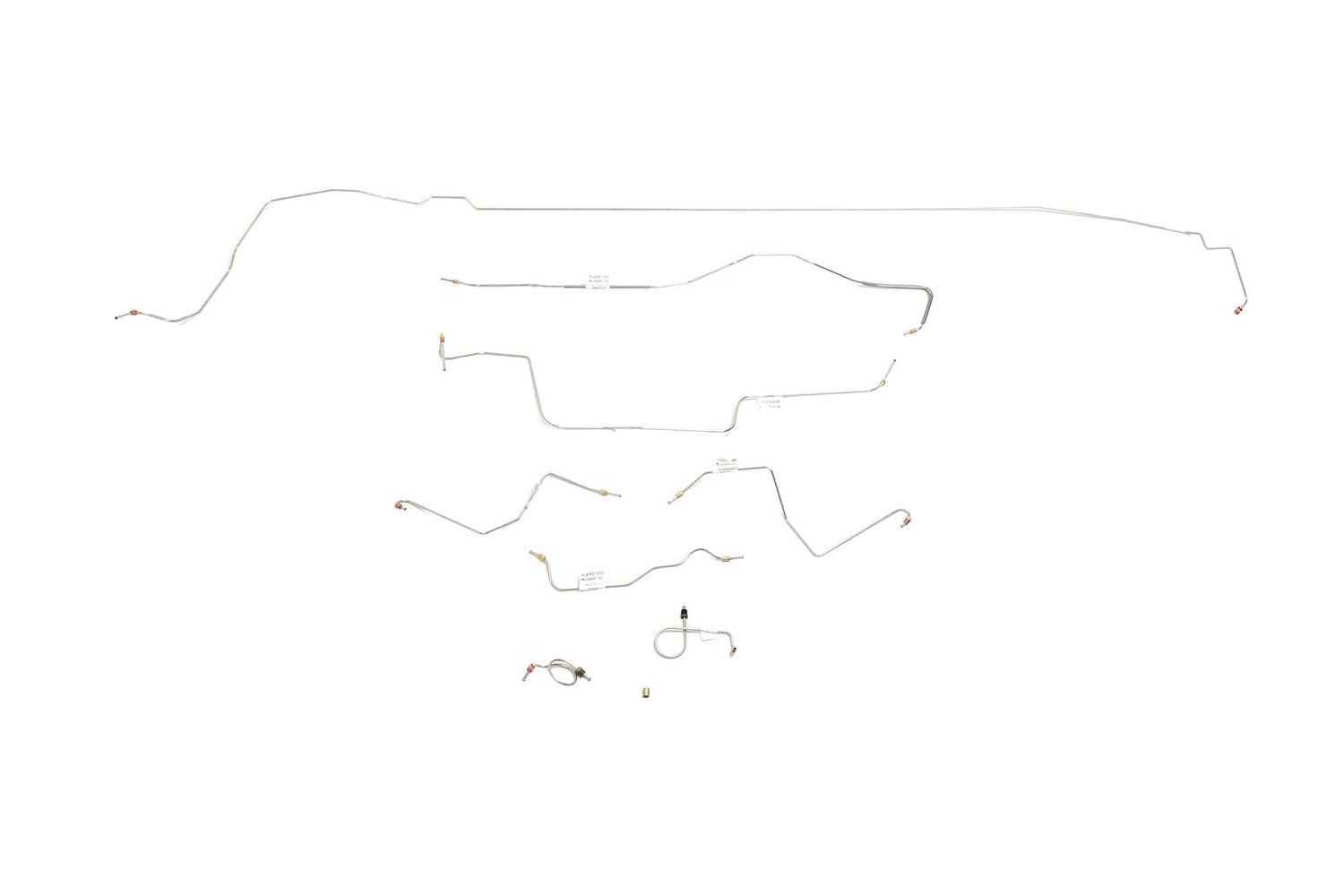 Ford Mustang Brake Line Kits 8pcs Standard Drum - V8 - 8 in and 9 in Axle Built After Feb. 1967 - Ri