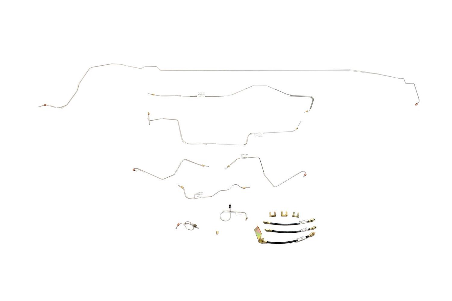 Ford Mustang Brake Line Kits 8pcs with Rubber Brake Hose Kit 3pcs Standard Drum - V8 - 8 in and 9 in