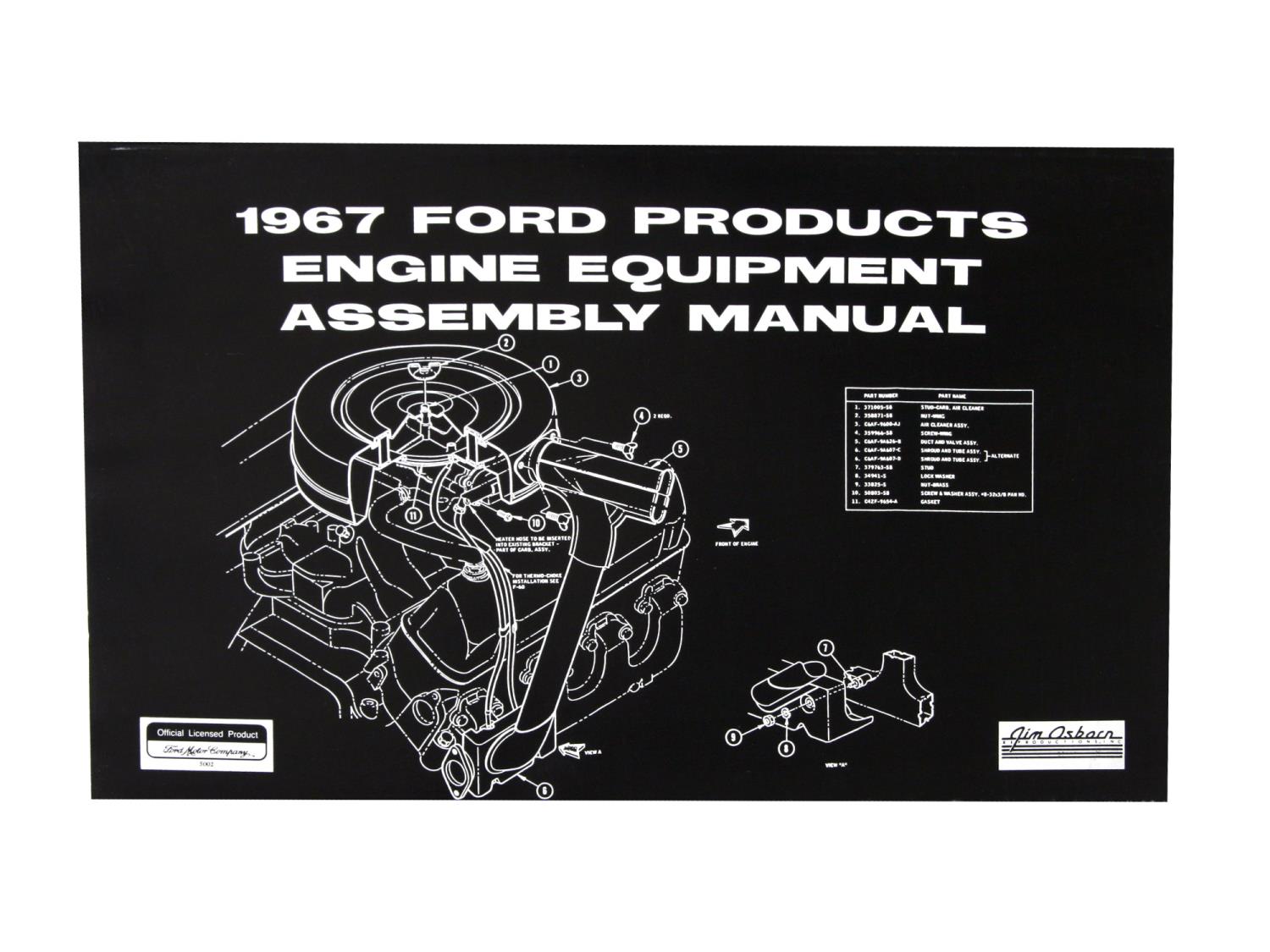 Engine Equipment Assembly Manual for 1967 Ford Mustang