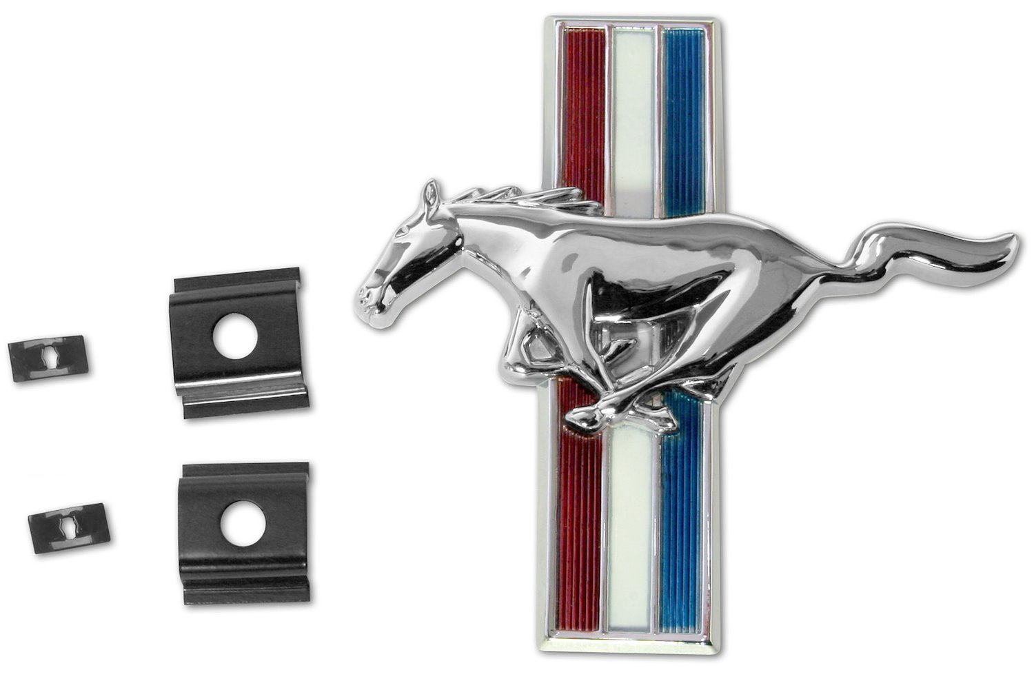 Officially-Licensed Ford Grille Emblem for 1966 Ford Shelby GT350 Mustang Concours [Tri-Bar Running Pony Logo] Chrome