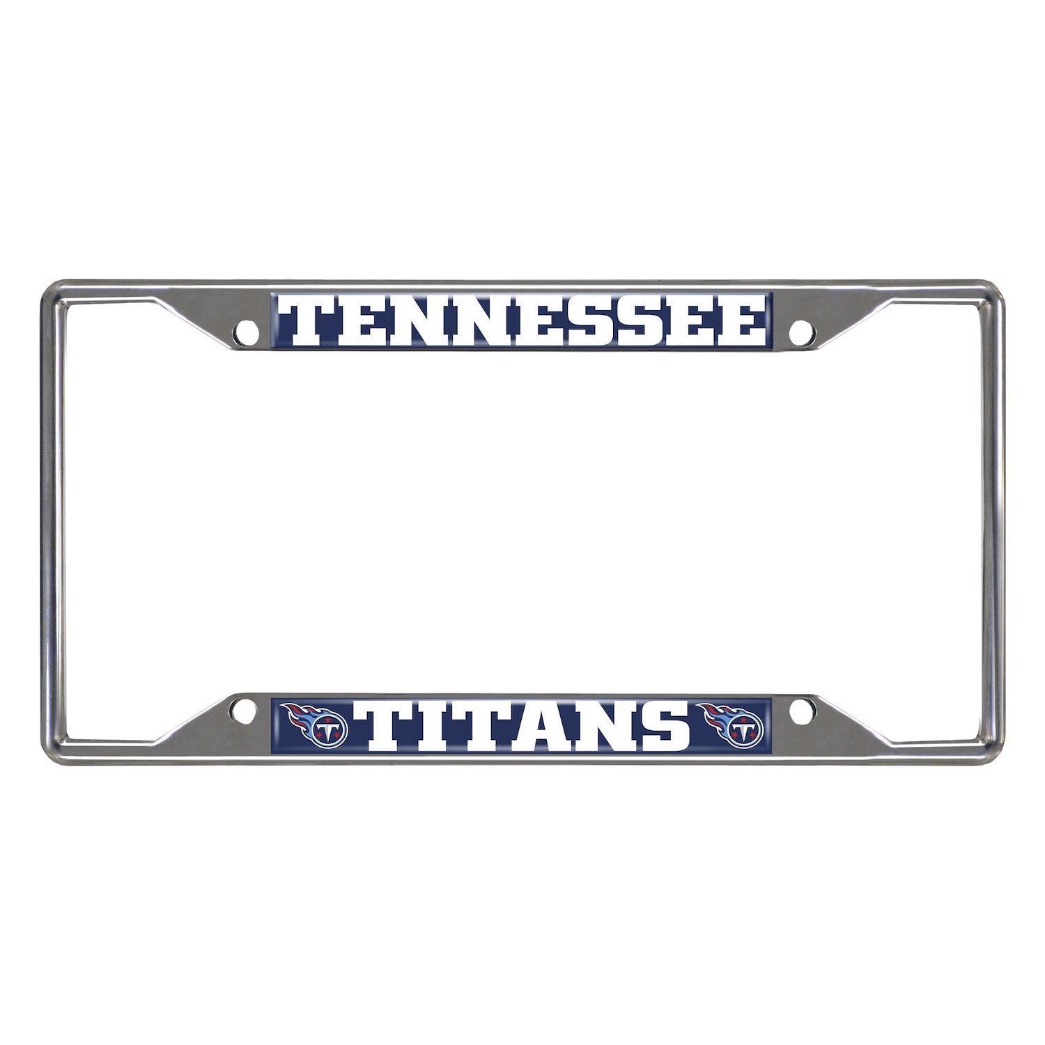 21391 Chrome-Metal License Plate Frame, 6.25 in. x 12.25 in., Tennessee Titans [Blue Logo]