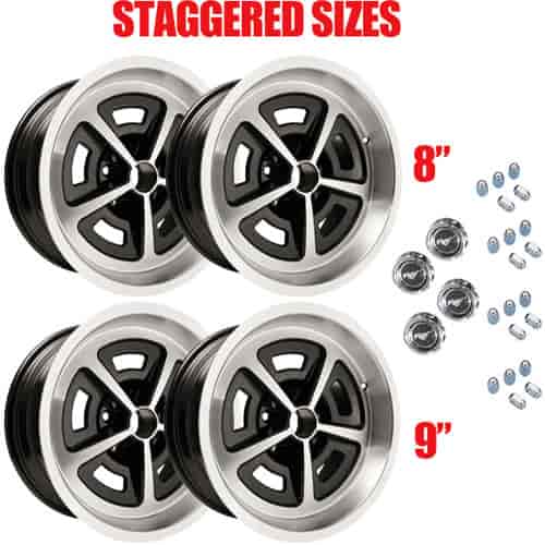 Cast Aluminum Ford Magnum Staggered Wheel Kit (2) 17" x 8" and (2) 17" x 9" Wheels