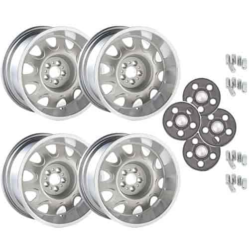 Cast Aluminum Mopar Rallye Staggered Wheel Kit (2) 17" x 8" and (2) 17" x 9" Wheels