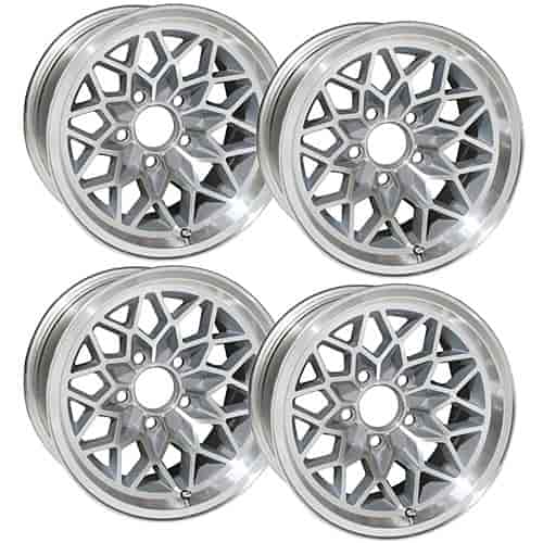 SFW158SLVV2S Snowflake Wheel Set [Size: 15" x 8"] Finish: Silver Painted Recesses & Gloss Clear Coat