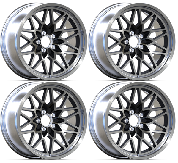 SFW199BLKS Snowflake Wheel Set [Size: 19" x 9.50"] Finish: Black Painted Recesses & Gloss Clear Coat