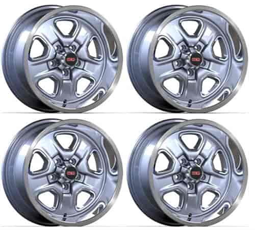 SS2WSLVSTK Super Stock II Staggered [Size: 17" x 8"/9"] Finish: Silver Powder Coated w/Machined Lip