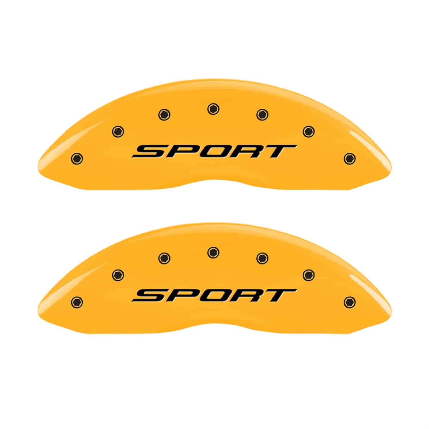 Set of 4 caliper covers Engraved front and Rear 2015/Sport Yellow powder coat finish black characters