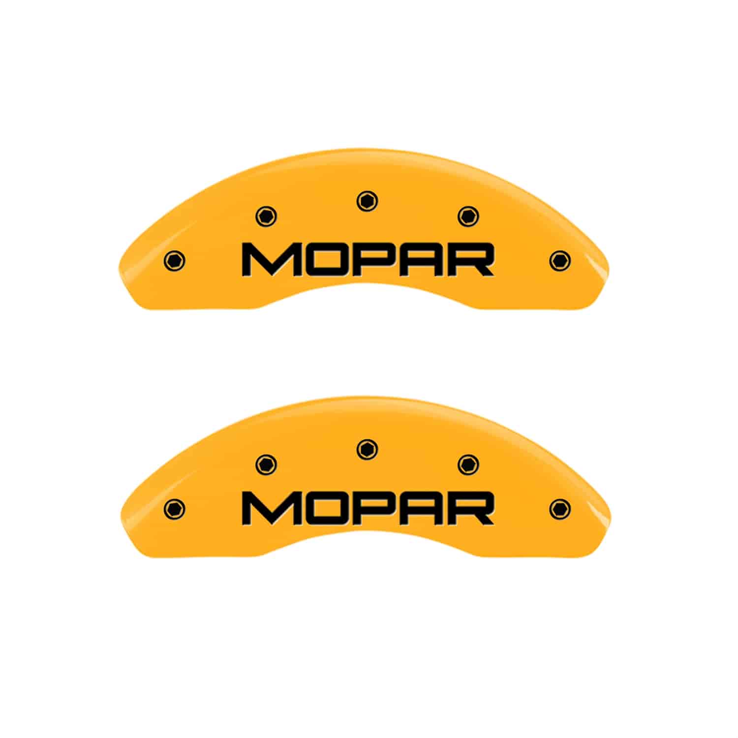 Set of 4 caliper covers Engraved Front and Rear MOPAR Yellow powder coat finish black characters