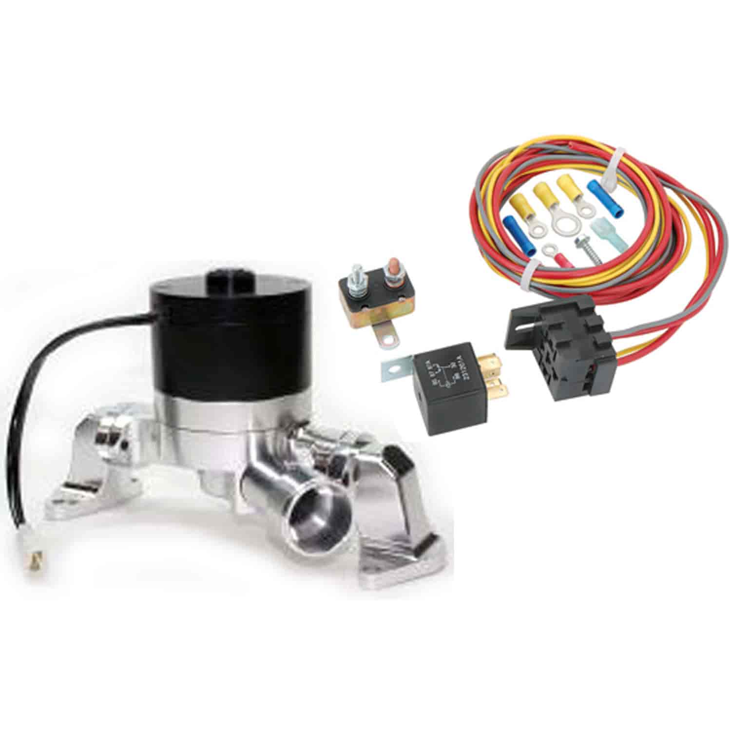 Electric Water Pump & Relay Kit Ford FE 352-460 Right Inlet