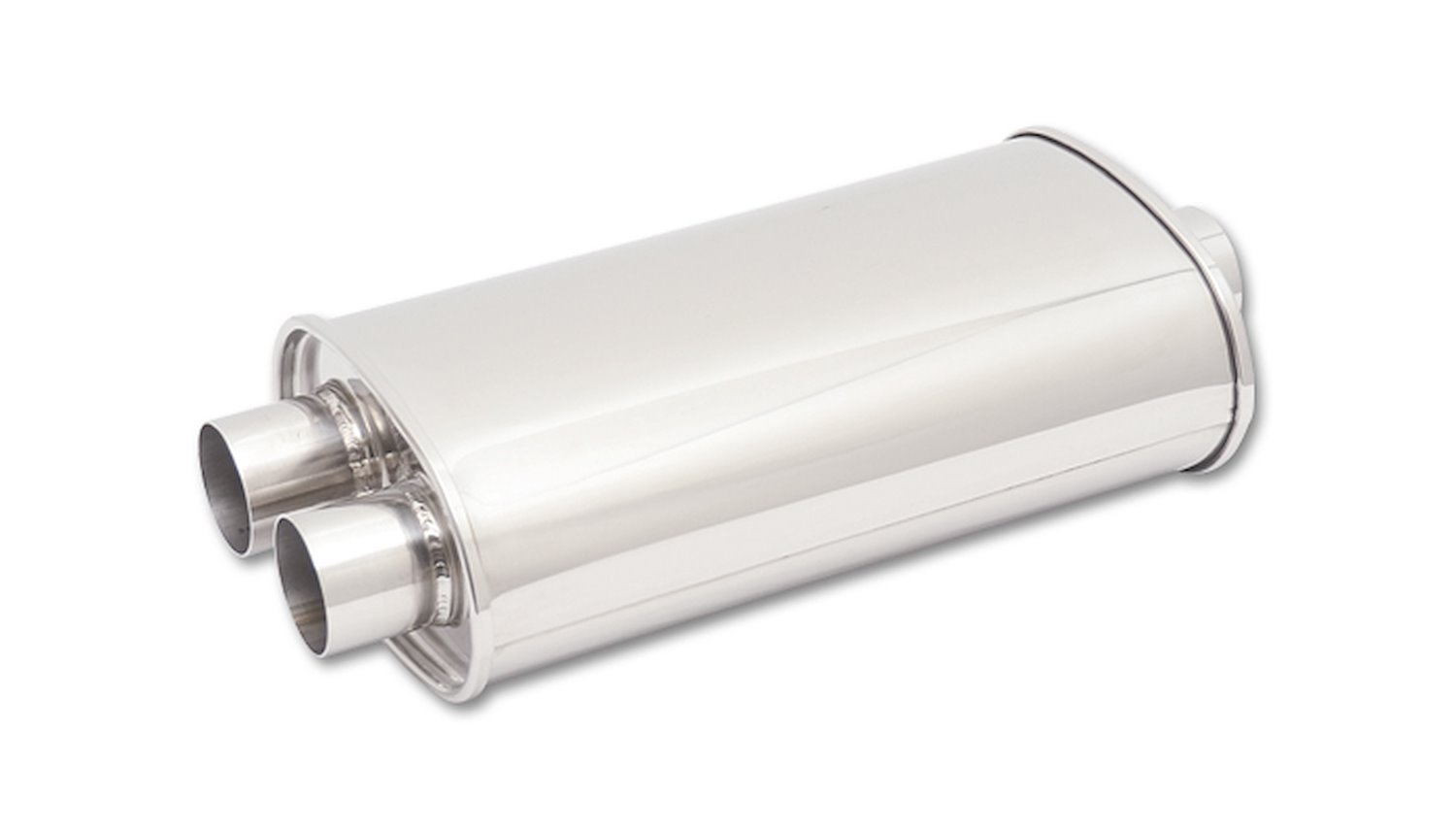 STREETPOWER Universal Muffler [Single Centered 3 in. Inlet, Dual 3 in. Outlet, Stainless Steel]
