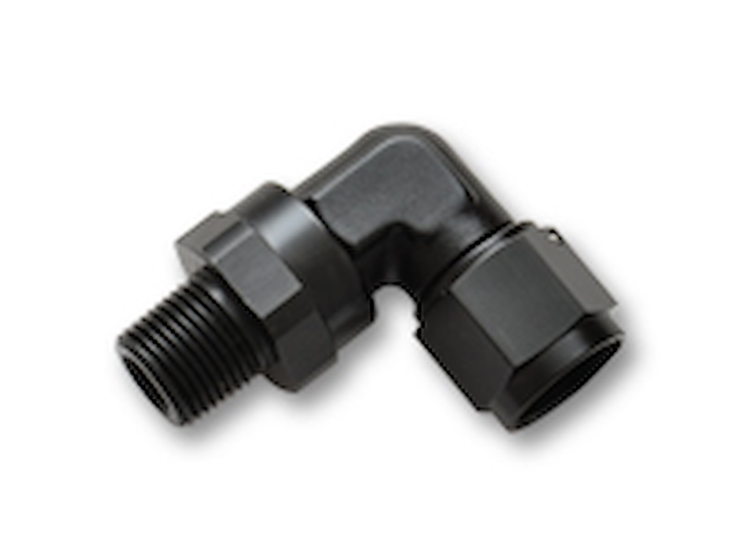 11385 -6 AN Female to 3/8 in. NPT Male Adapter Fitting [90-Degree-Black]