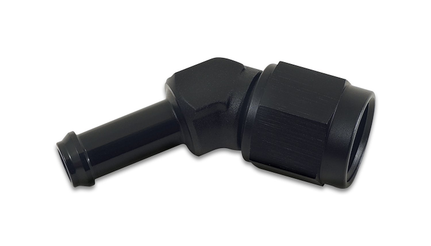 45 Degree AN Female to Barb Adapter Fitting [-6 AN Female to 3/8 in. Barb, Black]