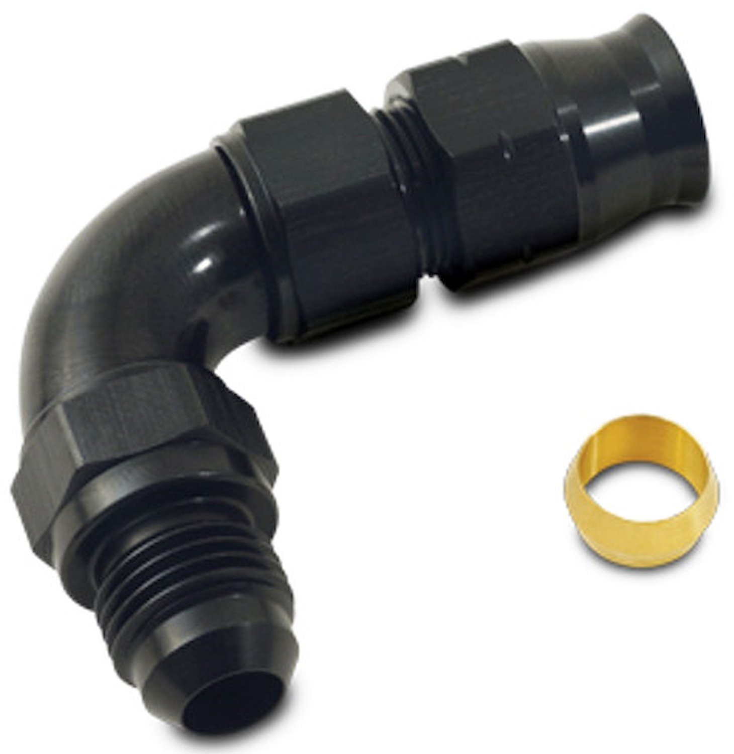 Tube to Male AN Adapter [3/8 in. Tube to -6 AN Male, 90-Degree Black]
