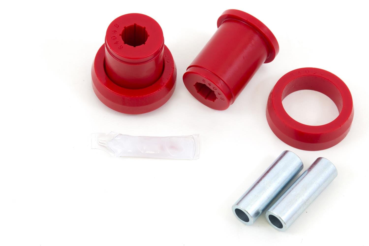 Replace the rubber factory rear end housing bushings with a polyurethane setup from UMI. Over time r