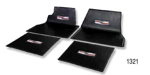 Custom Black Rubber Floor Mats with Crest Logo for 1955-1957 Chevy Tri-Five