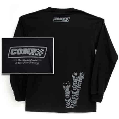 COMP Cams Long Sleeved T-Shirt Unique Logo with Pinstriping on the Front