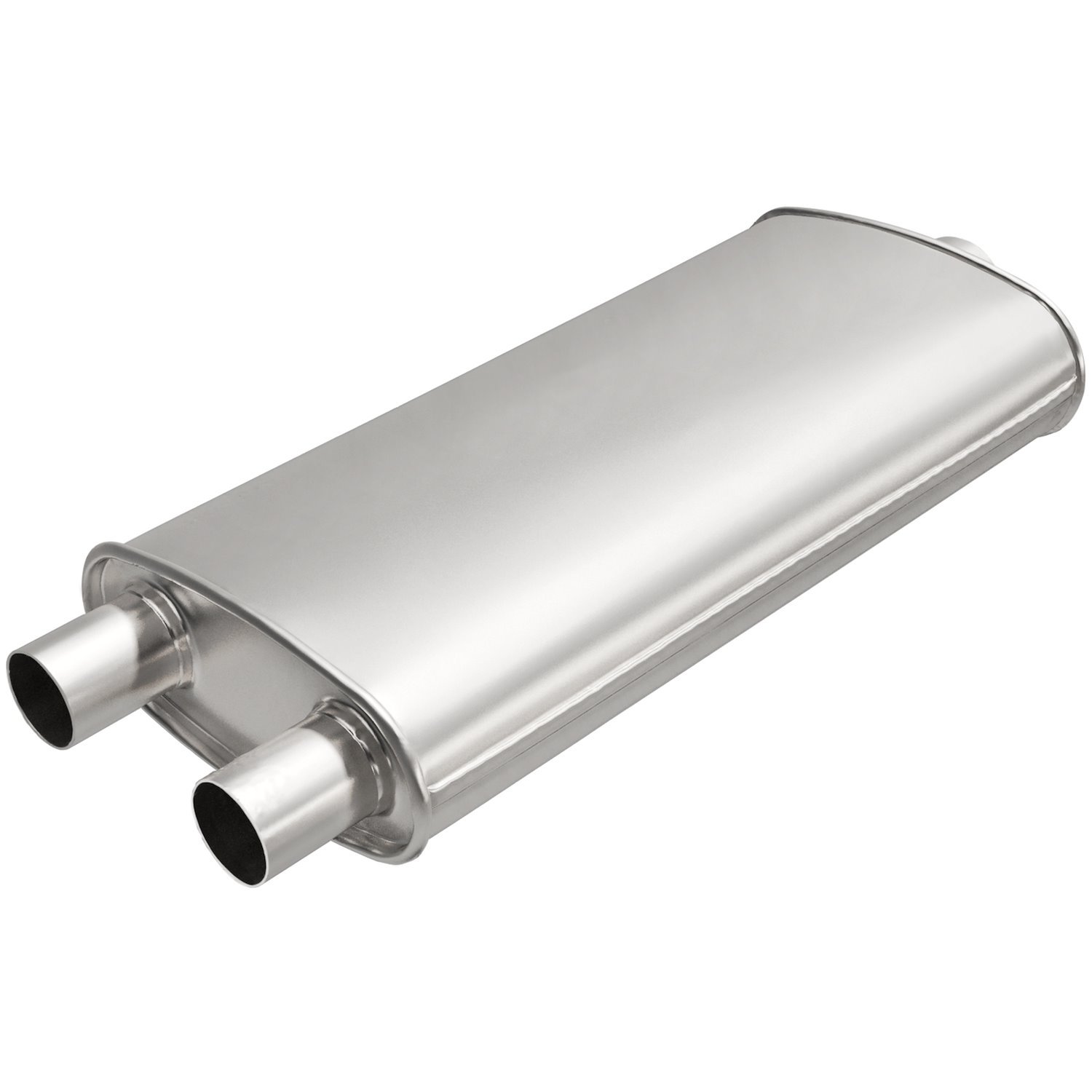 Universal Exhaust Muffler, Oval, Inlet/Outlet: 3 in./2.25 in. , Center/Dual