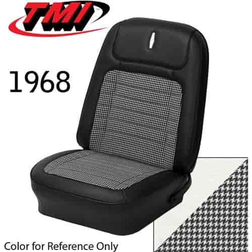 43-80108-3295-9440 WHITE MADRID W/ BLACK & WHITE HOUNDSTOOTH - 1968 CAMARO FRONT BUCKET SEATS ONLY