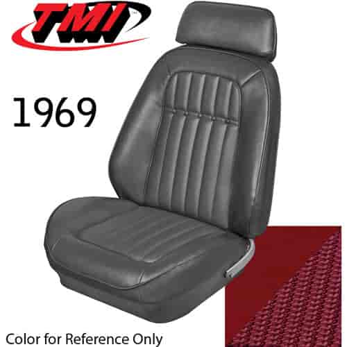 43-80909-3597-9015 RED - CAMARO 1969 FRONT ONLY SPORT BUCKET SEAT UPHOLSTERY DELUXE COMFORTWEAVE