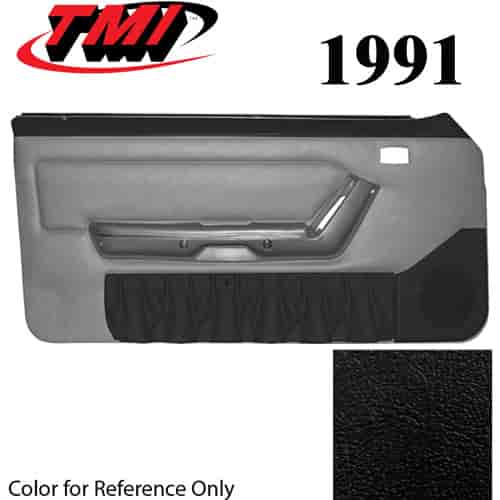 10-73101-6958-6958 EBONY BLACK 1990-93 - 1991 MUSTANG COUPE & HATCHBACK DOOR PANELS POWER WINDOWS WITH VINYL INSERTS