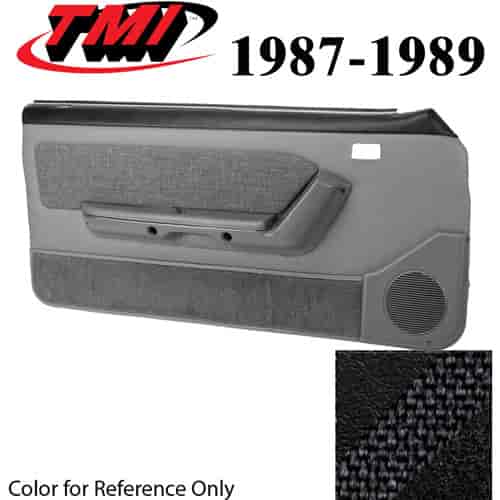 10-73117-958-70-801 BLACK NOT ORIGINAL - 1987-89 MUSTANG COUPE & HATCHBACK DOOR PANELS POWER WINDOWS WITH TWEED INSERTS