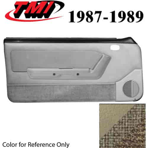 10-73227-973-54-906 SAND BEIGE - 1987-89 MUSTANG COUPE & HATCHBACK DOOR PANELS MANUAL WINDOWS WITH VELOUR INSERTS