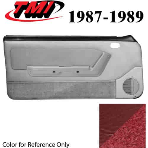 10-74107-6244-44-815 SCARLET RED - 1987-89 MUSTANG CONVERTIBLE DOOR PANELS POWER WINDOWS WITH VINYL INSERTS