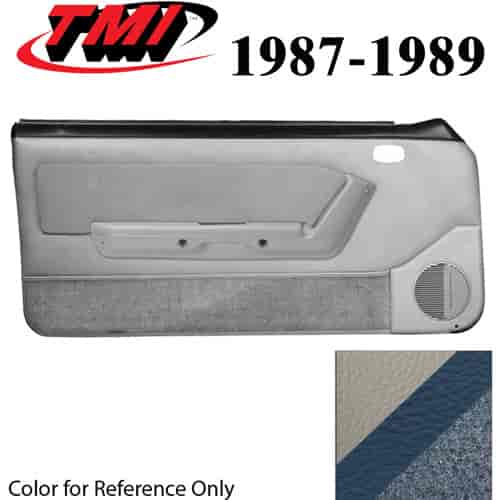 10-74107-997-968-82 OXFORD WHITE WITH REGATTA BLUE - 1987-89 MUSTANG CONVERTIBLE DOOR PANELS POWER WINDOWS WITH VINYL INSERTS