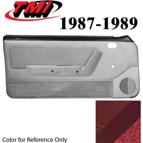 10-74127-6244-57-815 SCARLET RED - 1987-89 MUSTANG CONVERTIBLE DOOR PANELS POWER WINDOWS WITH VELOUR INSERTS