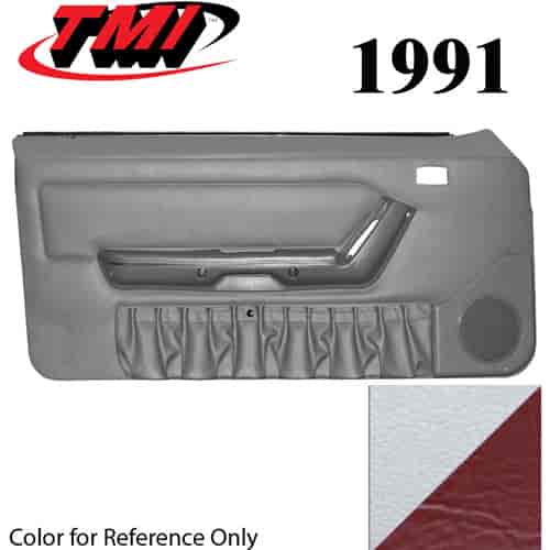 10-74201-965-6244 WHITE WITH SCARLET RED 1990-92 - 1996 MUSTANG CONVERTIBLE DOOR PANELS MANUAL WINDOWS WITH VINYL INSERTS