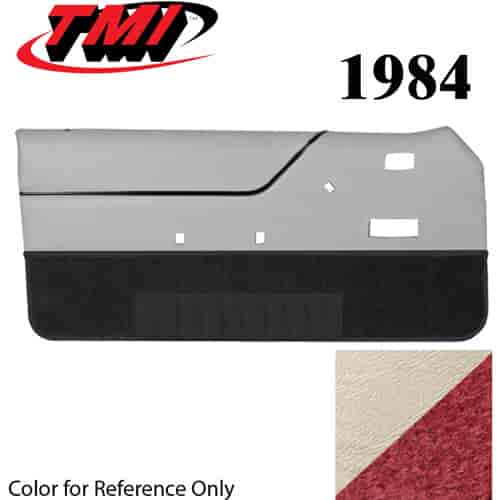 10-74204-3047-815 OPAL WHITE WITH RED CARPET 1983 - 1988 MUSTANG CONVERTIBLE DOOR PANELS MANUAL WINDOWS