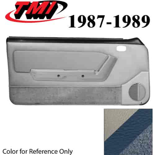10-74207-997-968-82 OXFORD WHITE WITH REGATTA BLUE - 1987-89 MUSTANG CONVERTIBLE DOOR PANELS MANUAL WINDOWS WITH VINYL INSERTS