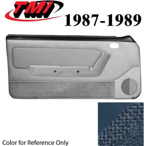 10-74217-968-73-9304 REGATTA BLUE - 1987-89 MUSTANG CONVERTIBLE DOOR PANELS MANUAL WINDOWS WITH TWEED INSERTS