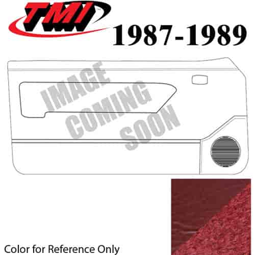 10-74407-6244-815 SCARLET RED - 1987-89 MUSTANG CONVERTIBLE DOOR PANELS MANUAL WINDOWS WITHOUT INSERTS